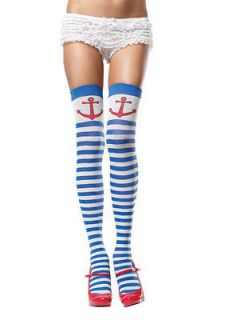 Anchors Away Thigh Highs Striped Thigh Highs Sexy Sailor Costume Thigh