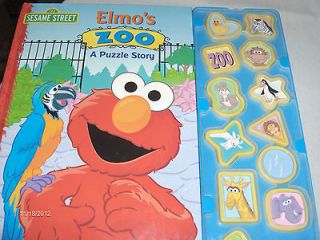 Sesame Street Elmos Zoo A Puzzle Story Hardcover Board Book   Rare
