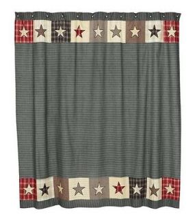 America Patriotic Patchwork Star Fabric VHC Shower Curtain