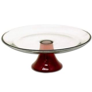 Anchor Hocking RUBY RED 13 x 4.5 PEDESTAL CAKE Server STAND Heavy