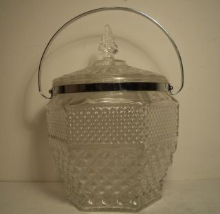 ANCHOR HOCKING GLASS WEXFORD ICE BUCKET CRYSTAL VINTAGE RETRO VERY