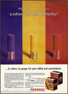1966 FEDERAL Ammunition AD Plastic Color Coded SHOTGUN SHELLS