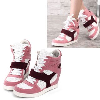 New Womens Shoes Fashion Sneakers High Top Velcro Hidden High Heels Us