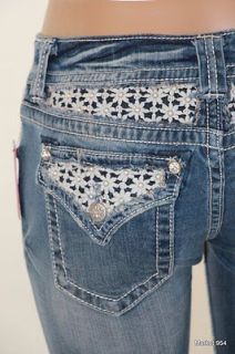 Tiny Flowers Miss Me jeans BERMUDAS Womens white daisys stretch shorts