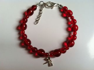 Anorexia (Ana) Support Red Bracelet  Dragonfly Solitaire .925, Lobster