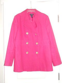 ANN TAYLOR PEACOAT~ HOT PINK ~SIZEMED~100% COTTON