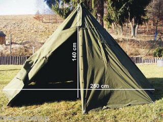 army military two man teepee style army surplus green tent WITH POLES