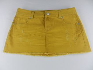 American Rag Womens Ochre Yellow Distressed Denim Mini Skirt JRS SZ