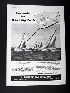Flightex Fabrics Sailcloth Sailboat Sailmaking 1948 print Ad