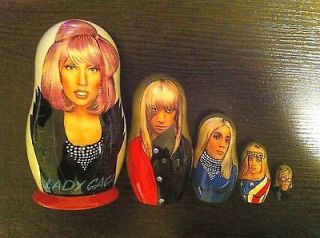 Lady Gaga * Russian Nesting Doll * Hand Made * 5 Pcs / 6 in