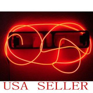 Red 10Ft Neon Light Glow EL Wire Rope Tube Car Bike Bar Dance Party