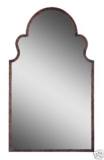 Arch Shaped Dark Brown Gold Metal Frame Wall Mirror