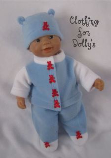 BABY DOLLS CLOTHES 3 PIECE FLEECE BOYS OUTFIT FIT ANNABELL, BORN, CHOU