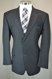 Hickey Freeman Mens Solid Black 100% Pure Wool Sport Coat Blazer