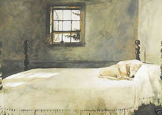 Master Bedroom Andrew Wyeth House Dog Sleeping on Bed Poster Print