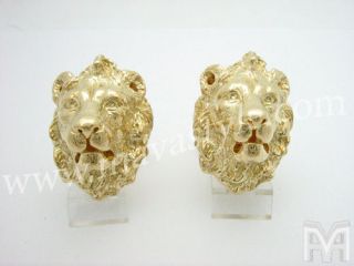 Gold King Lion Cufflinks Cuff Links Animal Leo Jewelry Bijou Jewellery
