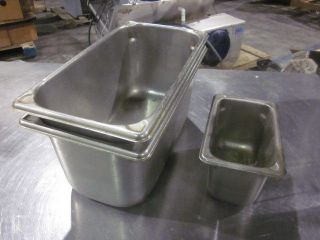 LOT 3 STAINLESS STEEL POTS   TWO 1/3 AND ONE 1/8 SIZE   PRICE REDUCED