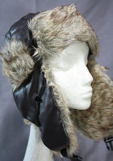 Cousin Eddie Christmas Vacation hat BROWN faux leather RABBIT fur