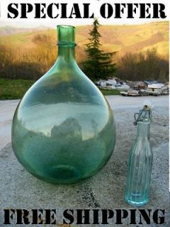 Antique Italian blown glass flagon, big bottle, old bottle, antique