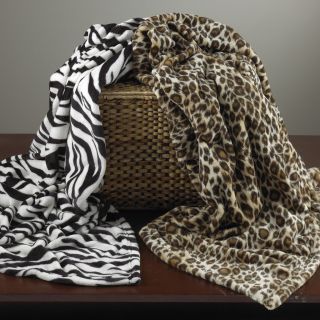 New Animal Design Plush Throw Blanket 50x60 Zebra or Cheetah
