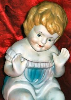 Vintage Collectible Porcelain Figurine Handpainted Piano Baby Doll