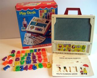 Vintage 1972 Fisher Price #176 Play Desk With Box School Days Magnetic