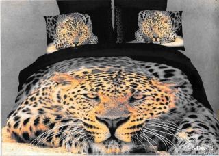 Oil Painting Leopard Print King Size Bedding Bed Set Duvet Covers P48