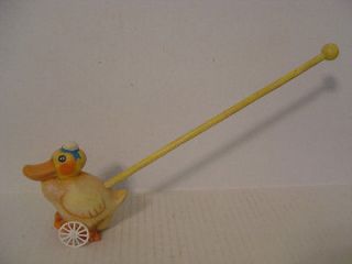 TOY DUCK ON A STICK WITH WHEELS NEW IN BOX SILVER WILLOW PUSH TOY