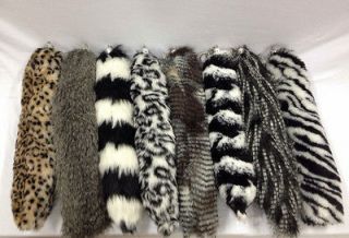 16 Unisex Assorted Animal Design Faux Fur Fox Tails Keychains Punk