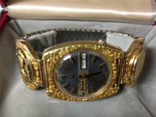 24kt Gold Bulova Mens Accutron Wrist Watch antique 1970 vintage free