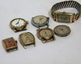 Vintage Lot Watches Wristwatches Mens Deco Bulova Elgin Benrus