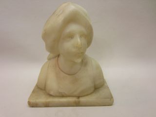 Alabaster Carved Female/Woman Desk Statue/Bust 5 1/2