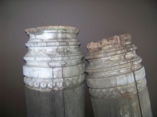 Antique Wood Column Architectural salvage , Floral Detail, 1 of 2~ 5ft