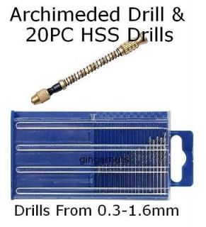 20PC Micro HSS Mini Drill & Archimedes Twist Drill Jewelers Watch