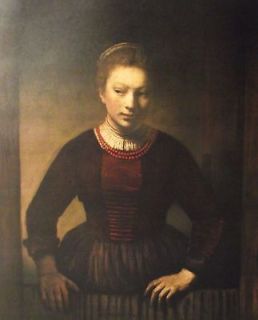 Vintage Rembrandt Print Young Girl at an Open Half Door Catalda Fine