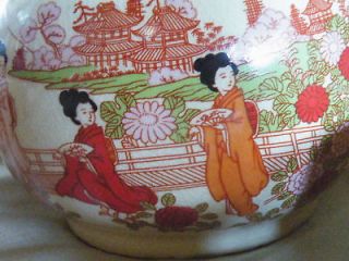 Japanese Geisha Girls Ceramic hand painted tea set bamboo wrapped