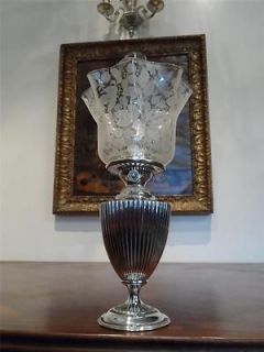 ANTIQUE VICTORIAN (1870)MESSENGERS SILVER TABLE PARLOUR OIL LAMP