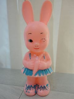 VINTAGE KNICKERBOCKER HARD PLASTIC EASTER BUNNY RABBIT CANDY CONTAINER