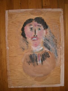 JIM SUDDUTH FOLK ART PAINTING WOMAN PORTRAIT VINTAGE