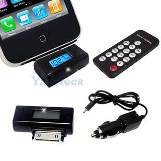 FM Radio Transmitter Remote Car Charger Square for iPhone 4S 3G iPod