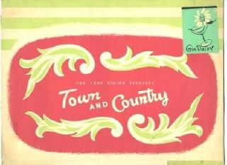 Town & Country Menu & Apple Tree Lounge Placemat Covington Kentucky