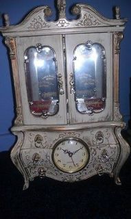 Antique Jewelry box with mirror, clock, ballerina and several spaces