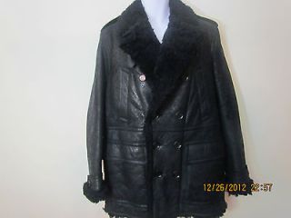 NWT Burberry London Black Shearling Leather Jacket, Coat, $3300 EU46