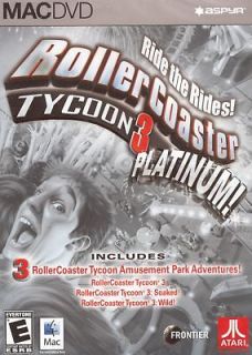 ROLLER COASTER TYCOON 3 PLATINUM + SOAKED + WILD 3 MAC GAMES NEW