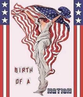 SILK PRINT Americana Liberty American Flag BIRTH OF A NATION from old