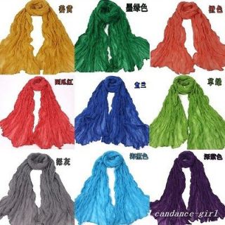 Korean candy color pure color cotton & linen joker fold lady scarf