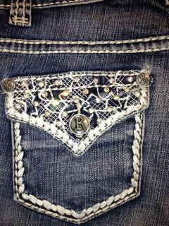 NWT* ROCK AND ROLL COWGIRL JEANS LACE EMBROIDERED FLAP POCKET W1 1596