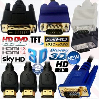 DVI D SVGA VGA HDTV TFT Monitor PS3 XBOX DVD Cable 1M 2M 3M 5M 7M 10M