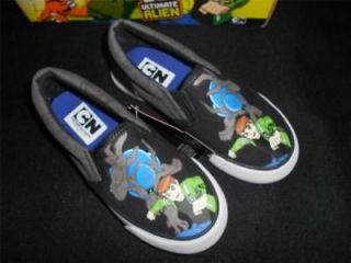 Ben 10 Ultimate Alien Cartoon Network Boys Canvas Slip On Shoes Size