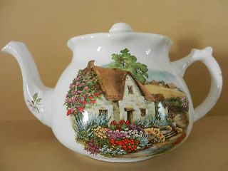 Arthur Wood & Son Staffordshire England Porcelain Tea Kettle Cottage